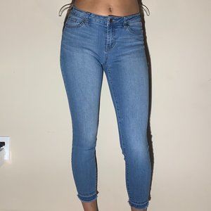 mid rise cropped skinny jeans